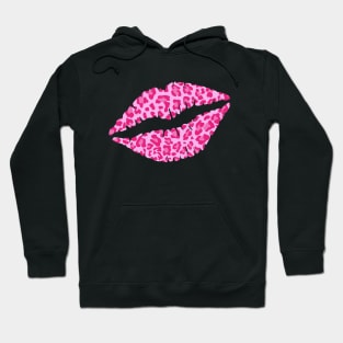 Pink Leopard Print Lips Hoodie